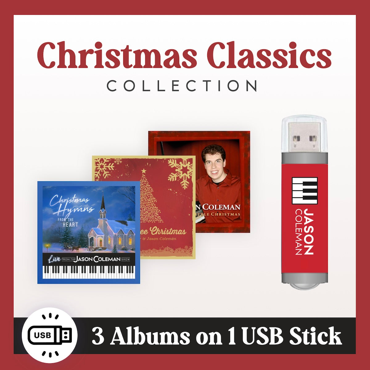 USB Christmas Classics Music Stick (3 Albums, 40+ Songs) – Jason