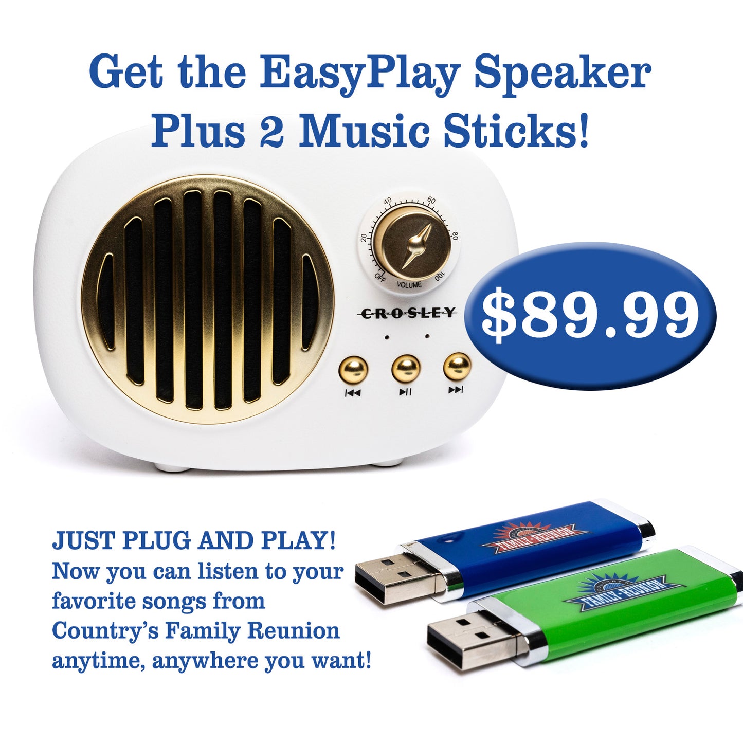 NEW! Country's Family Reunion EasyPlay Deluxe Bundle [Speaker + 2 Music Sticks]